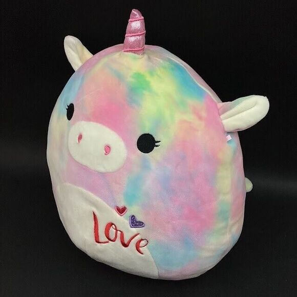 Kellytoy-Squishmallow-Esmeralda- Tie-Dye Valentine's Day Love Unicorn- 14" Plush - Picture 1 of 10